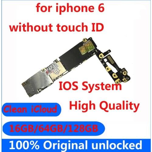 16gb 64gb 128gb for iphone 6 with full chips motherboard with / No touch ID Original unlocked mainboard clean icloud logic board