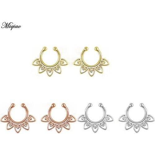 Miqiao 2pcs Fashion New Product Tapered Stainless Steel Clip-on Nose Ring Without Puncture Jewelry