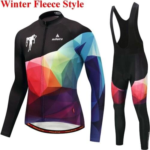 Miloto Mens Winter Thermal Fleece Cycling Jersey set long sleeve 9D Gel pad Pants Ropa ciclismo Bicycle Bike outdoor Clothing