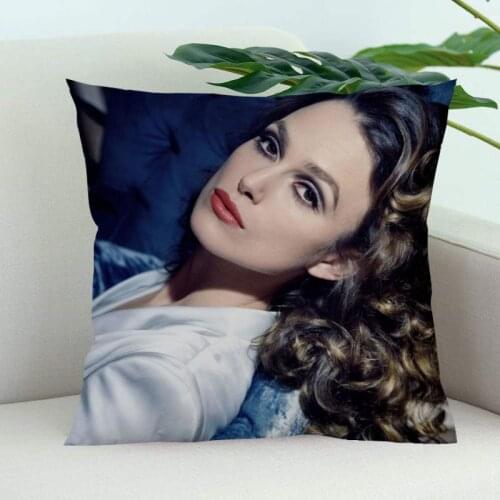 Keira Knightley Pillow Cover Bedroom Home Office Decorative Pillowcase Square Zipper Pillow Cases Satin Soft