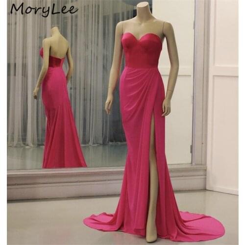 Newest Evening Dresses Sweetheart Sleeveless A-Line Side Slit Floor Length Evening Dresses vestidos de fiesta de noche