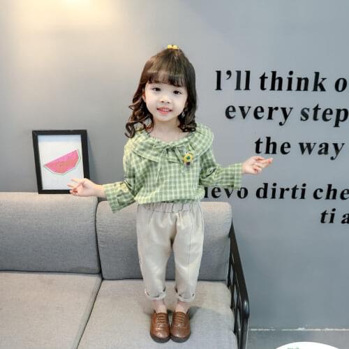 New Spring Baby flower Clothes Suit Children girls plaid T Shirt Pants 2Pcs/sets Toddler Casual Clothing Infant Kids Tracksuits