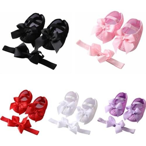 Autumn Fall Baby Girls Cotton Shoes Princess Lace Bow Prewalkers Headband Soft Bottom First Walker Toddle Infant Shoes