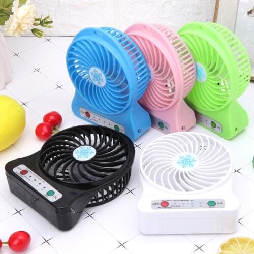 Portable Outdoor LED Light Fan Air Cooler Mini Desk USB Fan With 18650 Battery