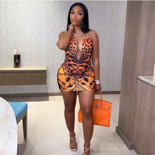 BKLD Casual Dresses For Women 2021 Summer New Style Leopard Printed Mesh V-Neck Sleeveless Sexy Bodycon Clubwear Patchwork Dress