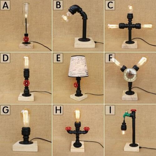 Industry simple retro style modern wood art exhibition hall art pipe coffee shop water pipe wooden table lamp