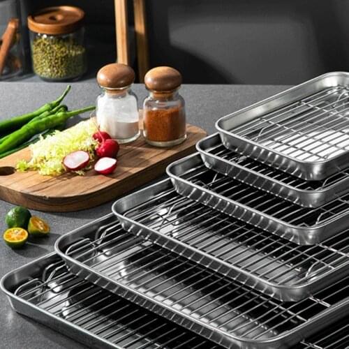 Baking Sheet Tray with Removable Rack Set Stainless Steel Cooling Pan for Oven