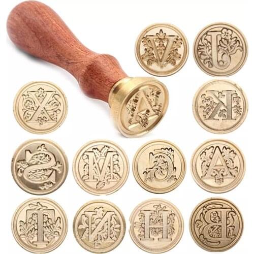 Retro 26 Letter Wax Seal Stamp Alphabet Letter Retro Wood Stamp Kits Replace Copper Head Hobby Tools Sets Post Decor