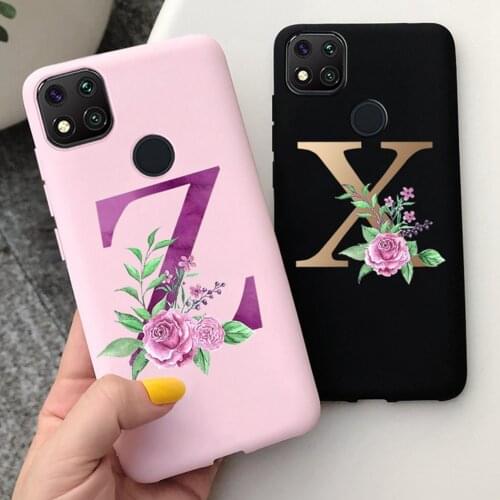 26 Letter Soft Silicone Phone Case For Xiaomi Redmi 9C NFC 9 C 9A Case Anti-vibratio Back Cover For Redmi 9A 9C 9 a Bumper Coque