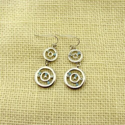 Women Special store Designer Round pendant silver rhinestone hanging earring brincos female earing