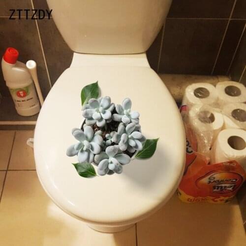 ZTTZDY 21.9*23.5CM Succulent Potted Plants Toilet Seat Sticker Creative Room Wall Decal Home Decor T2-0233