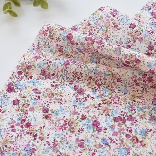 1meter 100% cotton purple rose fabric tela for Childrens skirt dress DIY Summer clothes bag handwork fabric art XMT