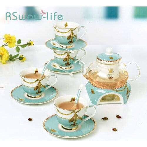 16 Pcs High-end Flower Teapot Set Warm Glass Ceramic Tea Set Tea Pot With Cup For Household Goods Tea Set