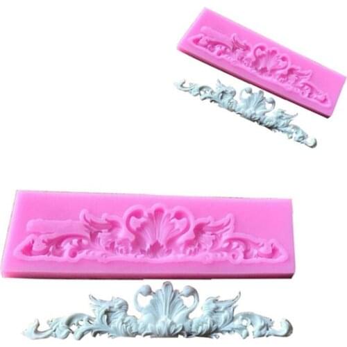3D Flower Baroque Scroll Relief Border Silicone Mold Cupcake Topper Fondant Cake Decorating Tools Candy Chocolate Gumpaste Mould