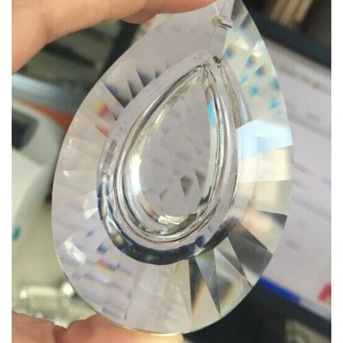 6pcs/lot 76mm Crystal Clear crystal suncatcher prism pendant Part machine cut crystal glass prism parts free shipping