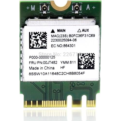 Wireless Card for Realtek RTL8821AENF 433M 2.4&5GHz 433M BT4.0 NGFF Wifi WLAN 802.11ac Network Card for L.enovo Y510 FRU 00JT482