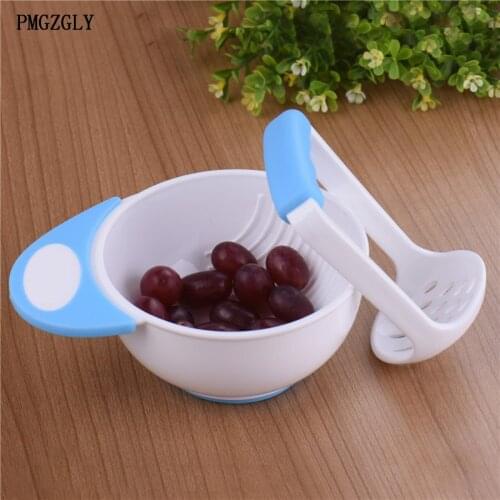 Kid baby Learning Dishes Grinding Bowl, Baby Handmade Grinding Fruit Supplement,Children Infant Food Mill Bowl Feeding Dishes