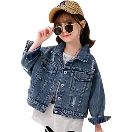 Girls Denim Jacket Outerwear 2021 Newest Girl Coats Kids Casual Style Girls Jackets Spring Autumn Childrens Clothes