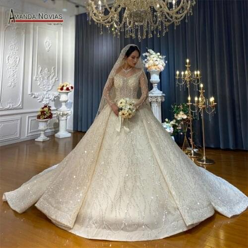 Elegant Off The Shoulder Long Sleeves Lace Wedding Dress 2021 Brand Dress