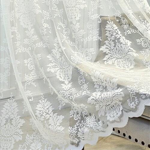European White Lace Sheer Curtain For Living Room Mosquito Net Princess Window Screen Bay Door Kitchen Drape Blinds X-ZH082