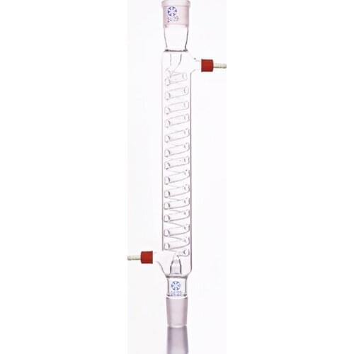 Format serpentine condenser,Spiral condensation 500mm 24/29,Removable small nozzle joint,Condenser Graham with coiled inner tube