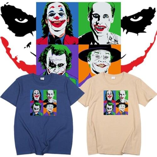 Hip Hop Joker T Shirt Cartoons Character Men Print Tops Funn Villain Short-sleev Classic Movie Tee Halloween Terror Streetwear