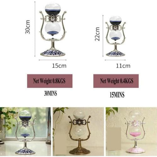 HQ CB1 European Type Metal Swivel Sand Glass Sand Timer Clock Hourglass for Study Bedroom Office Desk Tableware Decoration Gift