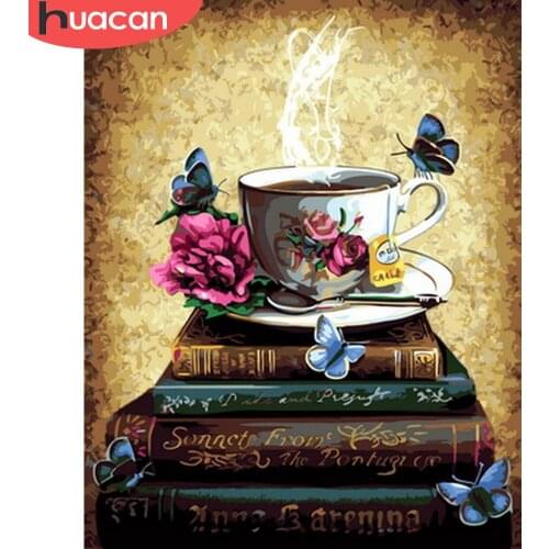 HUACAN Paint By Number Coffee Cup Drawing On Canvas HandPainted Painting Art Gift DIY Pictures By Number Flower Kits Home Decor
