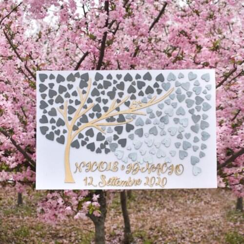 Personalized marriage signature book European-style wedding creative wedding sign-in card heart-shaped wood chip tree love tree