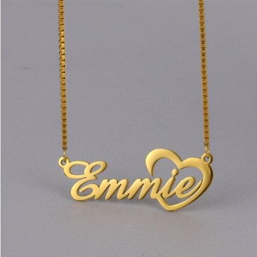 Customized Stainless Steel Name Necklace Custom Personalized Letter Choker Necklace Pendant Women Nameplate Gift