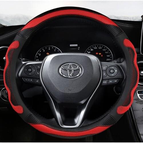 PU Leather Car Steering Wheel Cover 15 inch/38cm for Toyota Camry Corolla Harrier Fortuner Yaris CHR Vios Prius Alphard