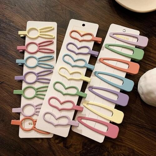 Korea Square Hairpin Scrub Matte Hair Clip Colorful Bow Hair Clip Geometric Fluffy Hair Clip Hollow Barrette Hair Accessories