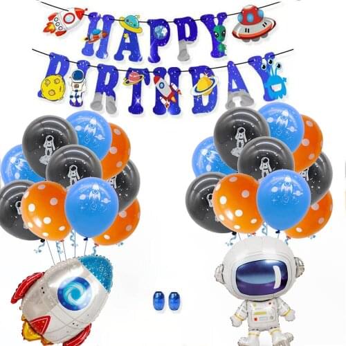Outer Space Theme Party Astronaut Rocket Foil Helium Balloon space Galaxy Solar Party Boy Kids Birthday Party Decoration balloon