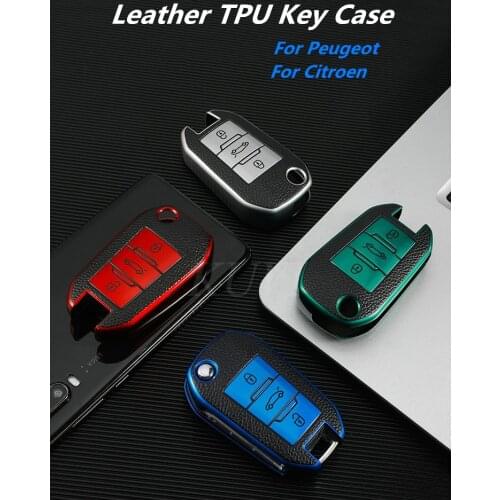 Leather TPU Car Key Fob Case Cover Protector For Peugeot 3008 208 308 RCZ 508 408 2008 407 307 4008 Citroen Accessories