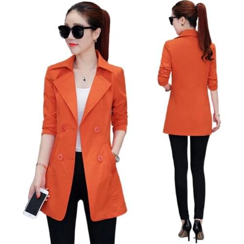 Spring and autumn new jacket women spring and autumn models large size womens small suit mid-length windbreaker women