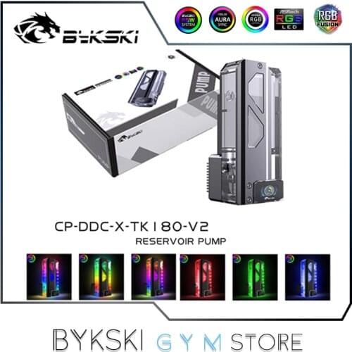 Bykski Square AIO Water Pump RGB, DDC Pump Box+Reservoir Combo, 180mm/220mm Res PWM 5V/12V M/B SYNC, CP-DDC-X-TK180-V2