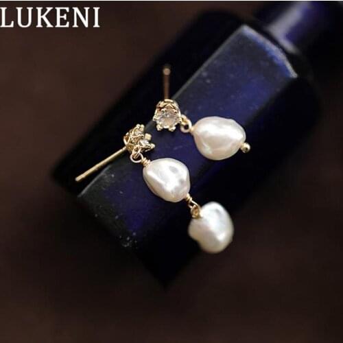 LUKENI Ladies 925 Silver Pearl Earrings Boutique Freshwater Pearl Earrings Ladies Earrings Simple Style 2020 New