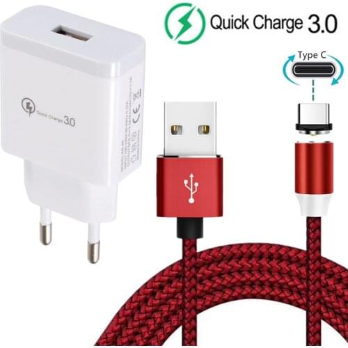 OnePlus 7 8 Magnetic Type C Cable Honor 20 9 Phone usb Fast Charger QC 3.0 for Huawei Nova 5T P10 P20 P30 lite Redmi Note 8 Pro