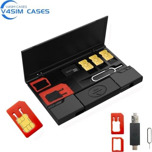 Multifunctional Cellphone SIM Card Holder Box Micro Sim NanoSIM Cards Storage Case Lightweight with Card Reader