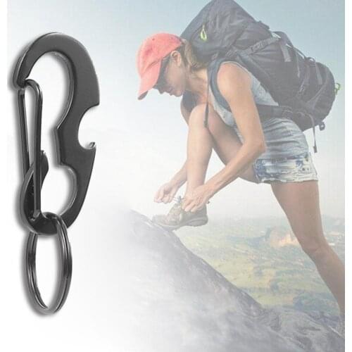 EDC Multi Tool D-Shape Spring Clip Hook Outdoor Mountaineering Carabiner Buckle Bottle Opener Key Ring Keychain Survival Tool