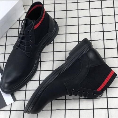 Movechain New Mens Casual Outdoor High-Top Shoes Men Fashion Lace-Up Martin Boots Mens Driving Flats