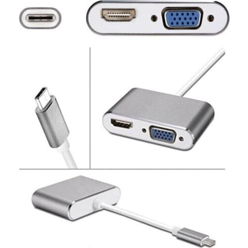 New Multi-purpose Type-C A Type-C to VGA 4K HDMI-compatible 2-in-1 Multiport Adapter UHD Converter Cable Adapter Converter