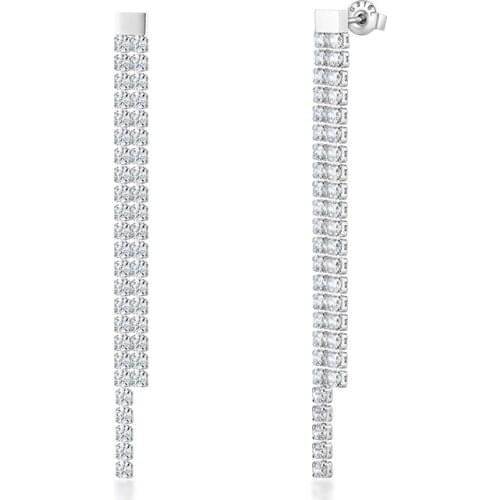 New Cubix Zirconia Long Dangle Earrings for Women Double Linear Chains Party Jewelry