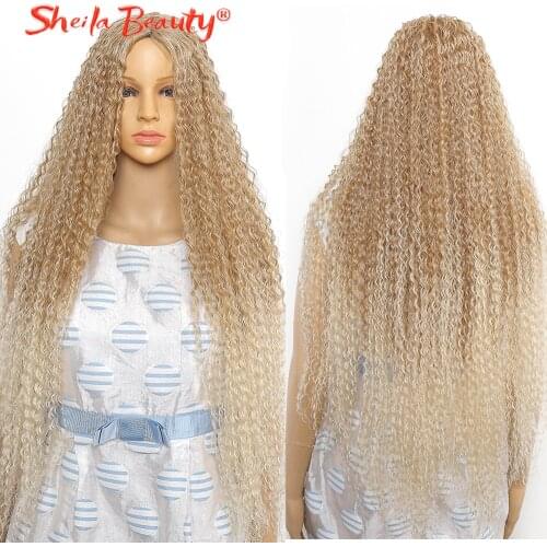 Synthetic Wigs Long Deep Wave Hair Wigs For Women Afro Kinky Curly Wigs 27-613 color Cosplay Party Wigs