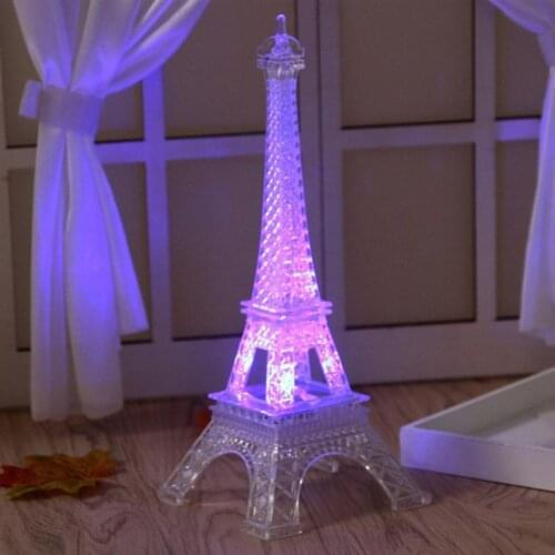 Friend Gift Light Eiffel Tower Night Light Paris Style Decoration LED Lamp Fashion Colorful Table Light Bedroom Acrylic Light