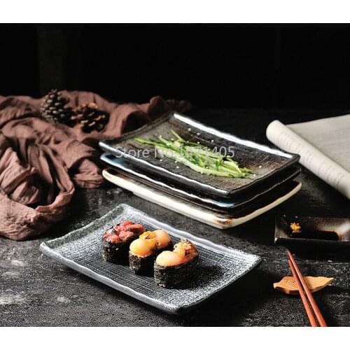 Japanese-style Rectangular Sushi Dishes Ceramic Dishes Dim Sum Snack Flat Dishes Home Hotel Creative Tableware