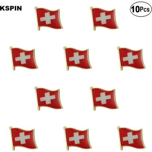 Switzerland Flag Lapel Pin Flag badge Brooch Pins Badges 10Pcs a Lot