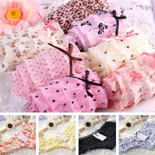 8 Colors Women Butt Lifter Briefs Lovely Girl Sexy Dot Female Underwear Women Lace Ruffles Womens Sheer Panties