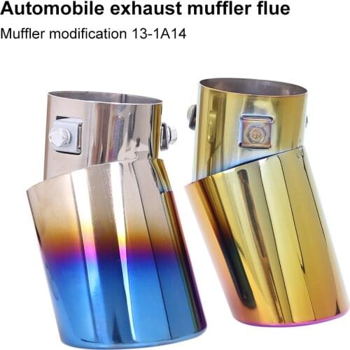 Universal Car Exhaust Pipe Muffler Burnt Blue Stainless Steel Sports Exhaust Tube 2.36 Outlet End Pipe Car Accessories Supplies