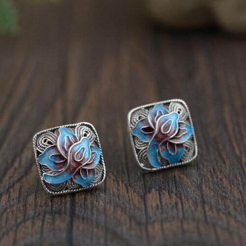 FNJ 925 Silver Stud Earrings for Women Jewelry ShanLan boucle d'oreille 100% S925 Sterling Silver Square Earring